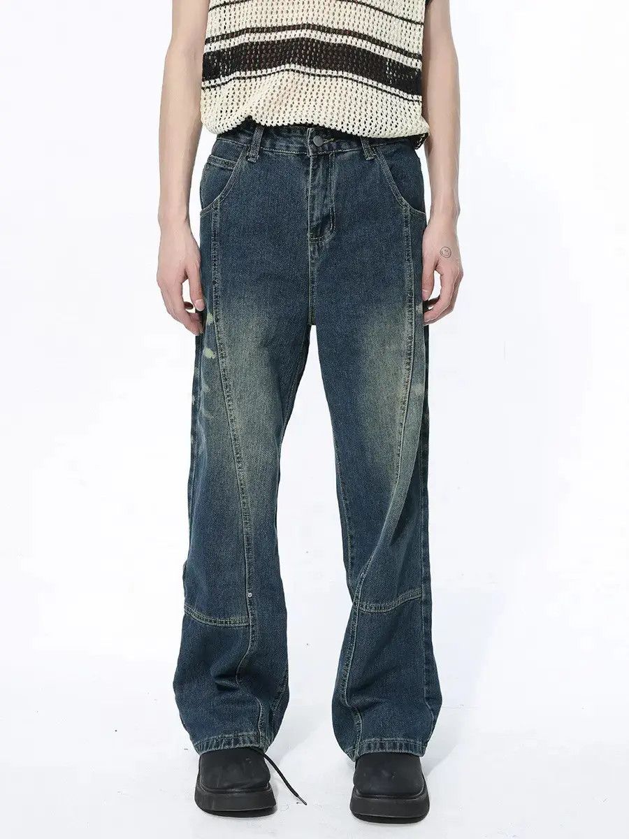 Japanese Brand Retro loose washed straight leg jeans Size US 32 / EU 48 - 6 Thumbnail