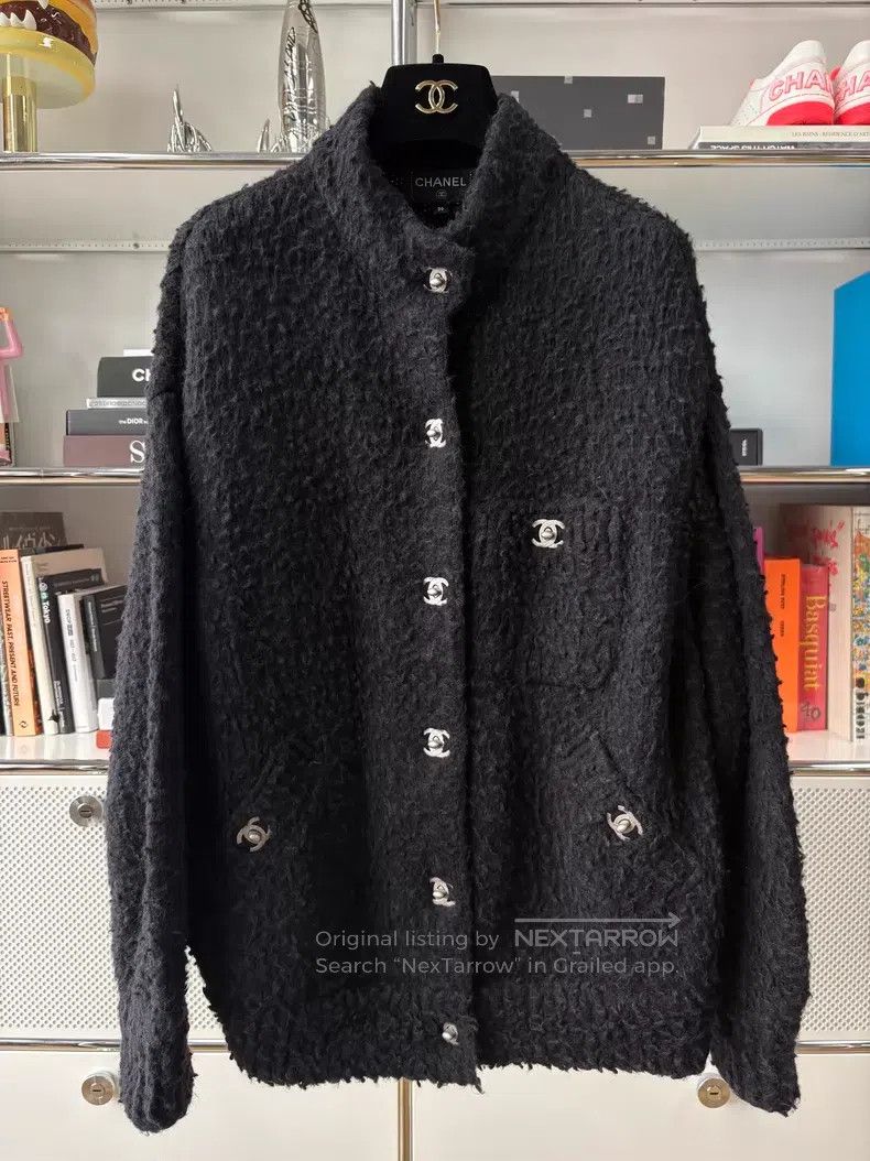 Chanel Chanel Black and silver schoolbag buckle teddy sweater kni Size XS / US 0-2 / IT 36-38 - 1 Thumbnail