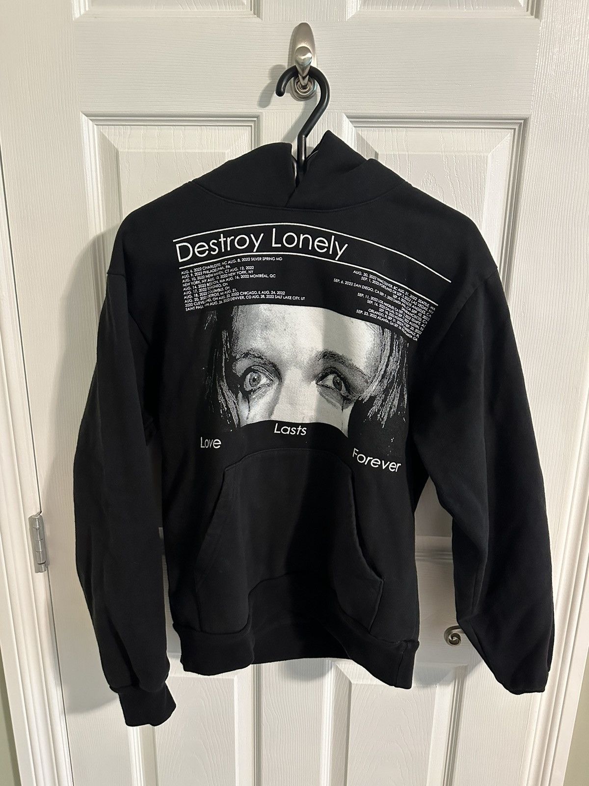 image of Actual Hate x Destroy Lonely Love Lasts Forever Hoodie in Black, Men's (Size Small)