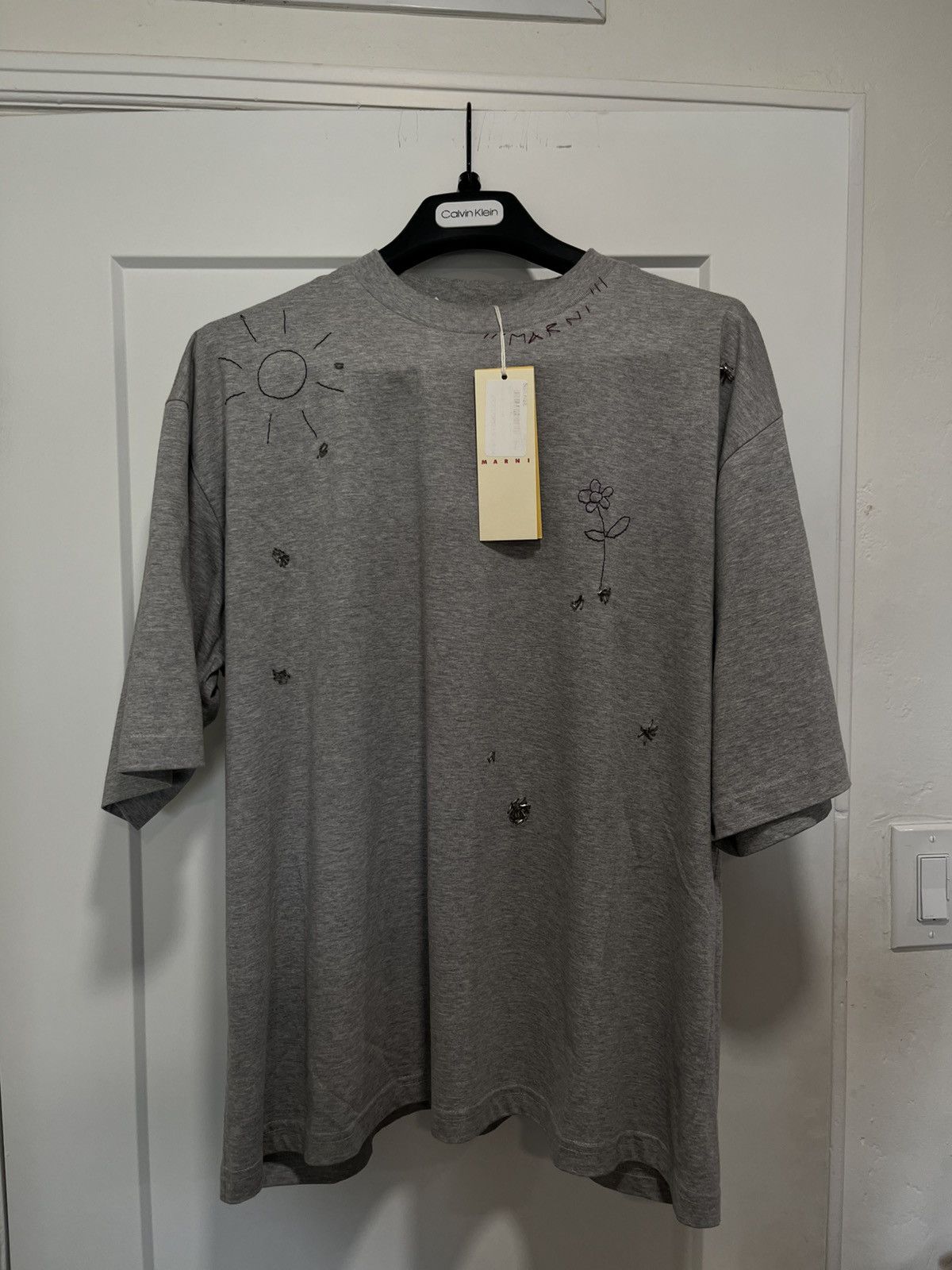 Marni Marni Gray Embroidered T-Shirt Size US L / EU 52-54 / 3 - 1 Thumbnail
