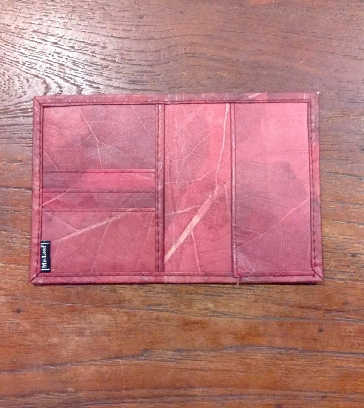 Other TRAVEL PASSPORT HOLDER TEAK WOOD LEAF VEGAN LEATHER Size ONE SIZE - 2 Thumbnail