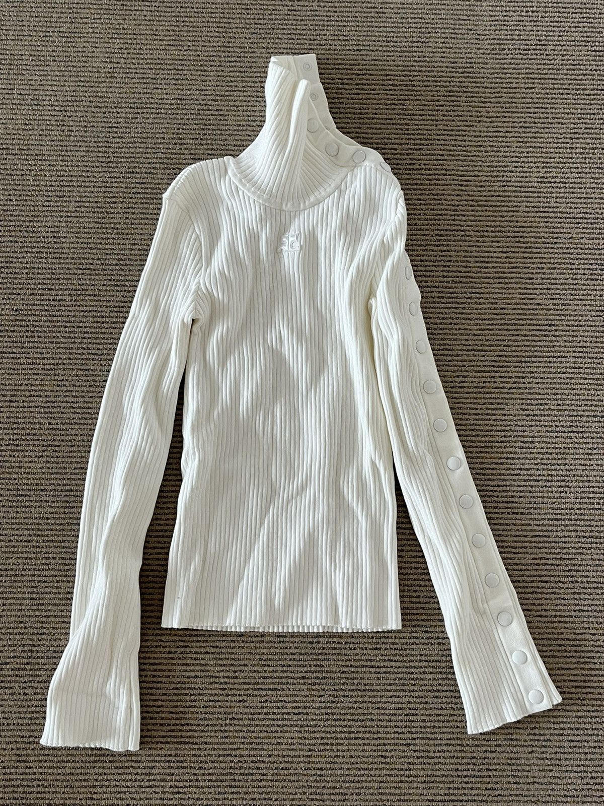 image of Courreges Snap Button White Turtleneck, Women's (Size Small)