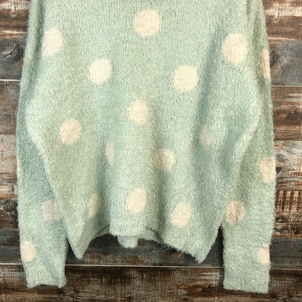 Japanese Brand DL C.O.L.Z.A Green Mohair Fur shaggy Knitwear #C370 Size L / US 10 / IT 46 - 6 Thumbnail