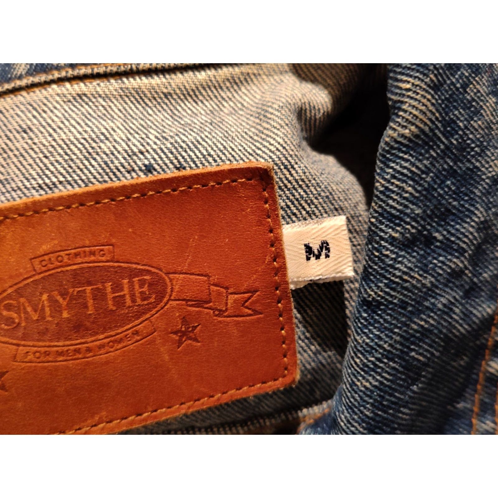 SMYTHE VINTAGE Smythe Denim Jean Jacket Unisex Adults Medium Blue Short Cotton 90s Biker Pockets Button Closure - Casual Jacket Size US 31 - 7 Thumbnail