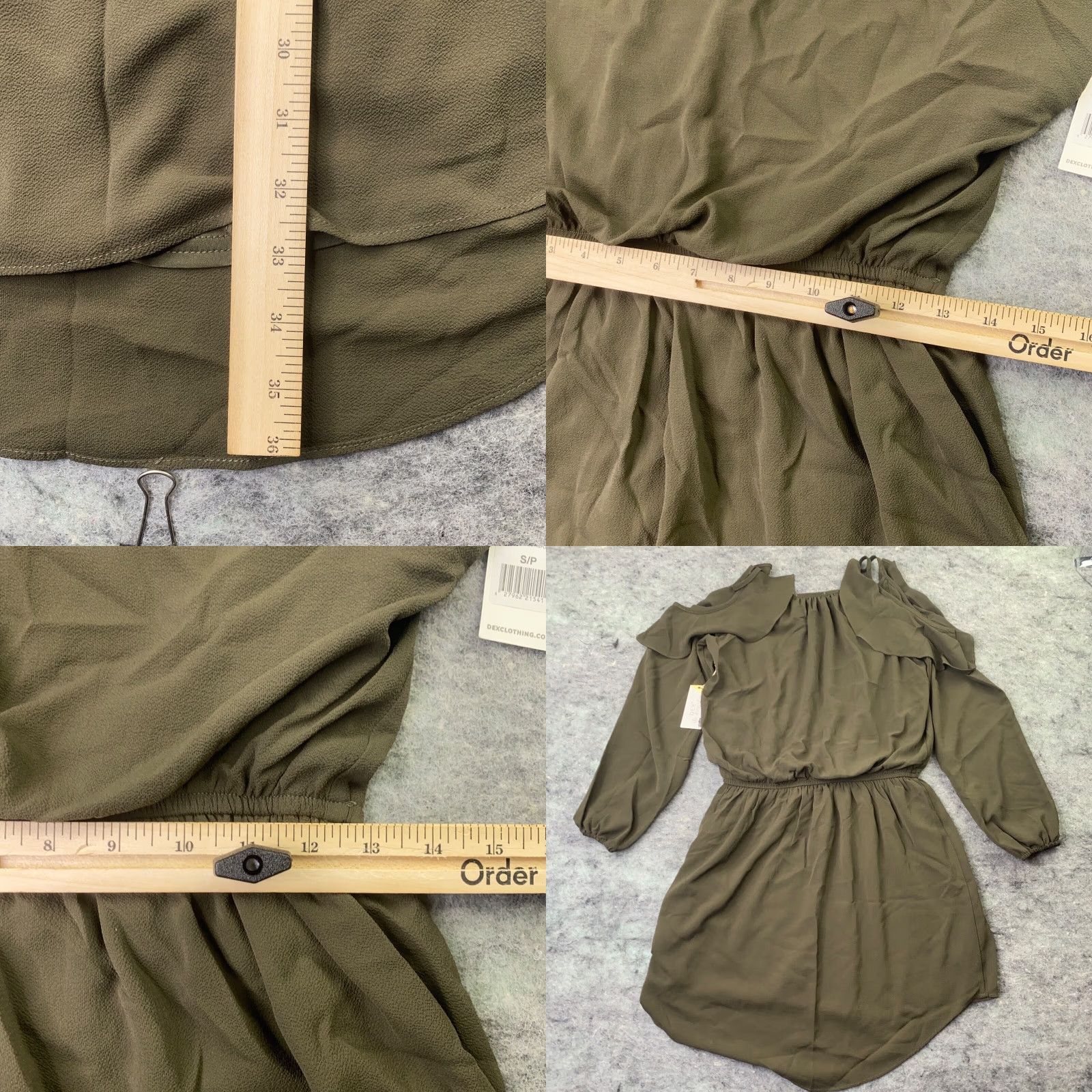 Vintage DEX The Dress Shop Womens Dress Small Green Off Shoulder Spaghetti Strap Dress Size S / US 4 / IT 40 - 8 Thumbnail