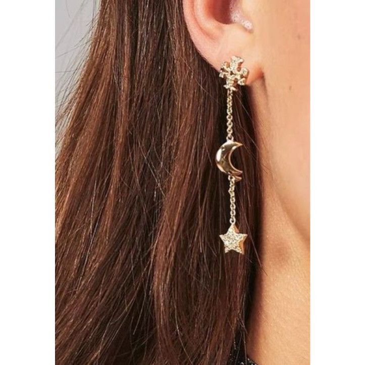 Tory Burch ✺ Tory Burch Gold and Pave Celestial Dangle Earrings ✺✺ Size ONE SIZE - 2 Thumbnail