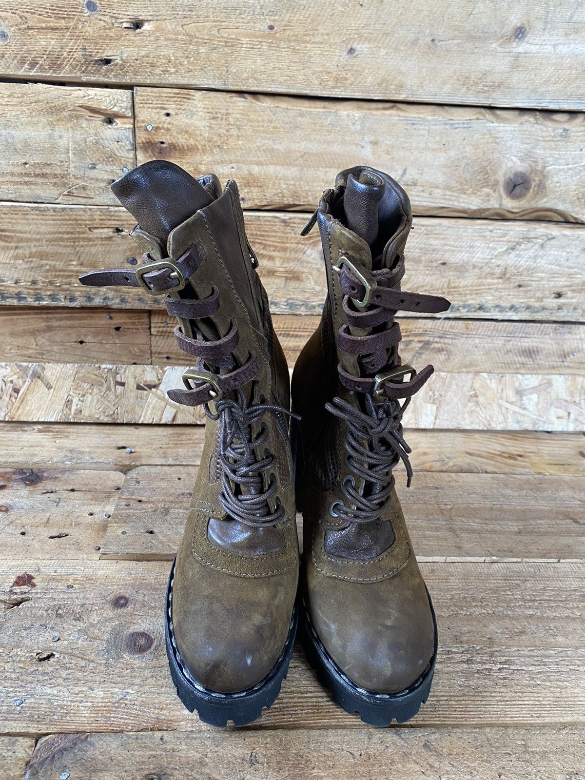 Vintage As 98 olive green heeled boots Size US 7 / IT 37 - 1 Thumbnail
