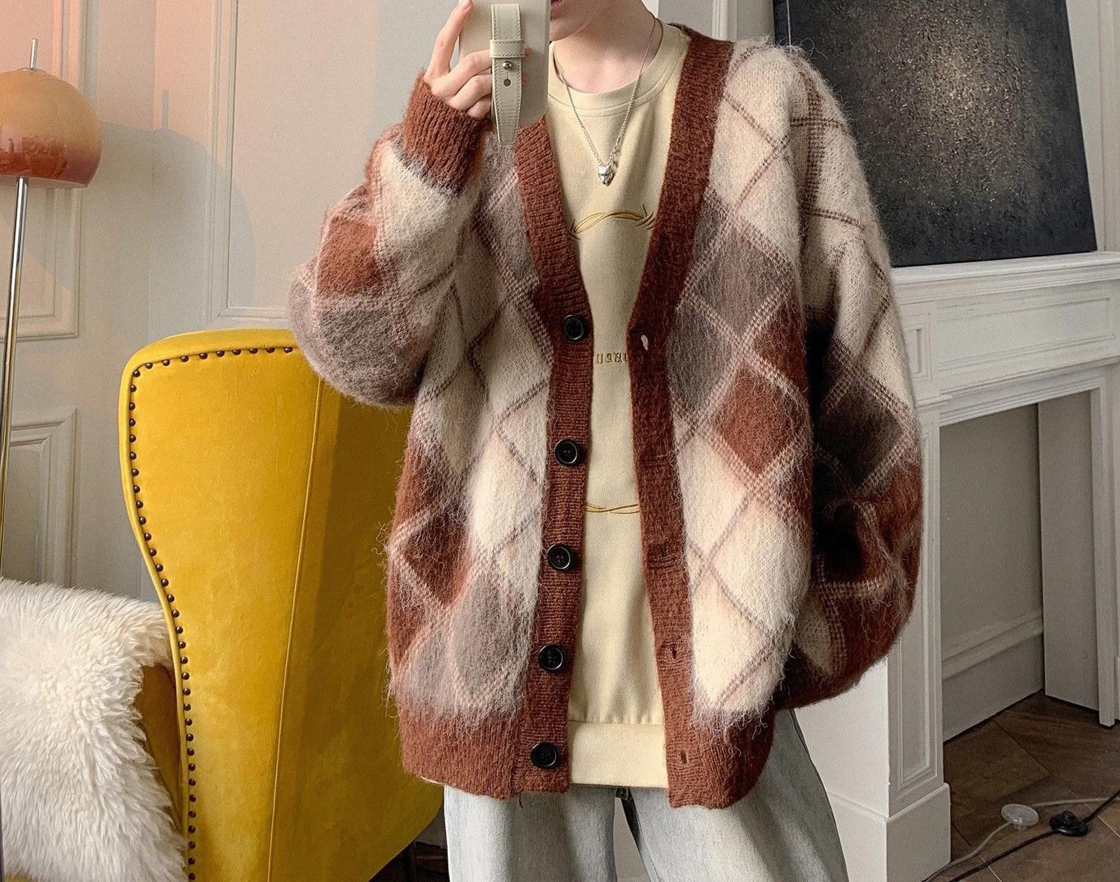 Other Argyle Knit Cardigan Sweater Size US M / EU 48-50 / 2 - 1 Thumbnail
