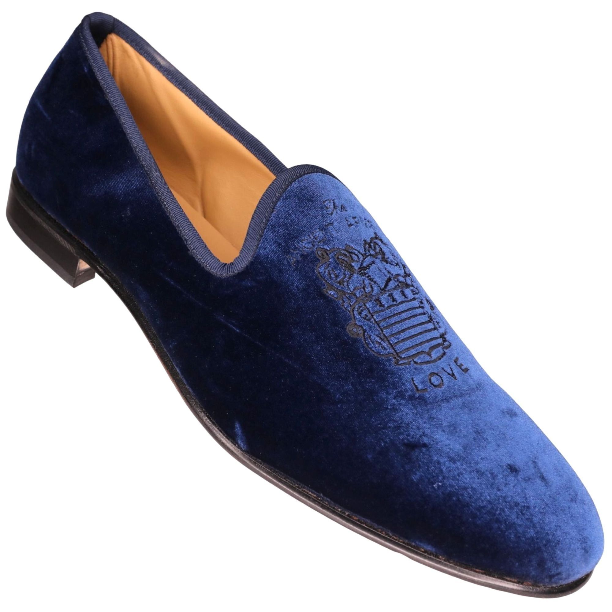Other NEW Blu Scarpa Italy Mens 19.5 Navy Blue Velvet Dress Shoes | Grailed