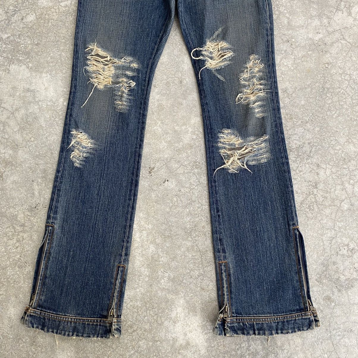 Japanese Brand Koromo X Rico Japan Mud Blue Distressed Flared Denim Jeans Size US 30 / EU 46 - 3 Thumbnail