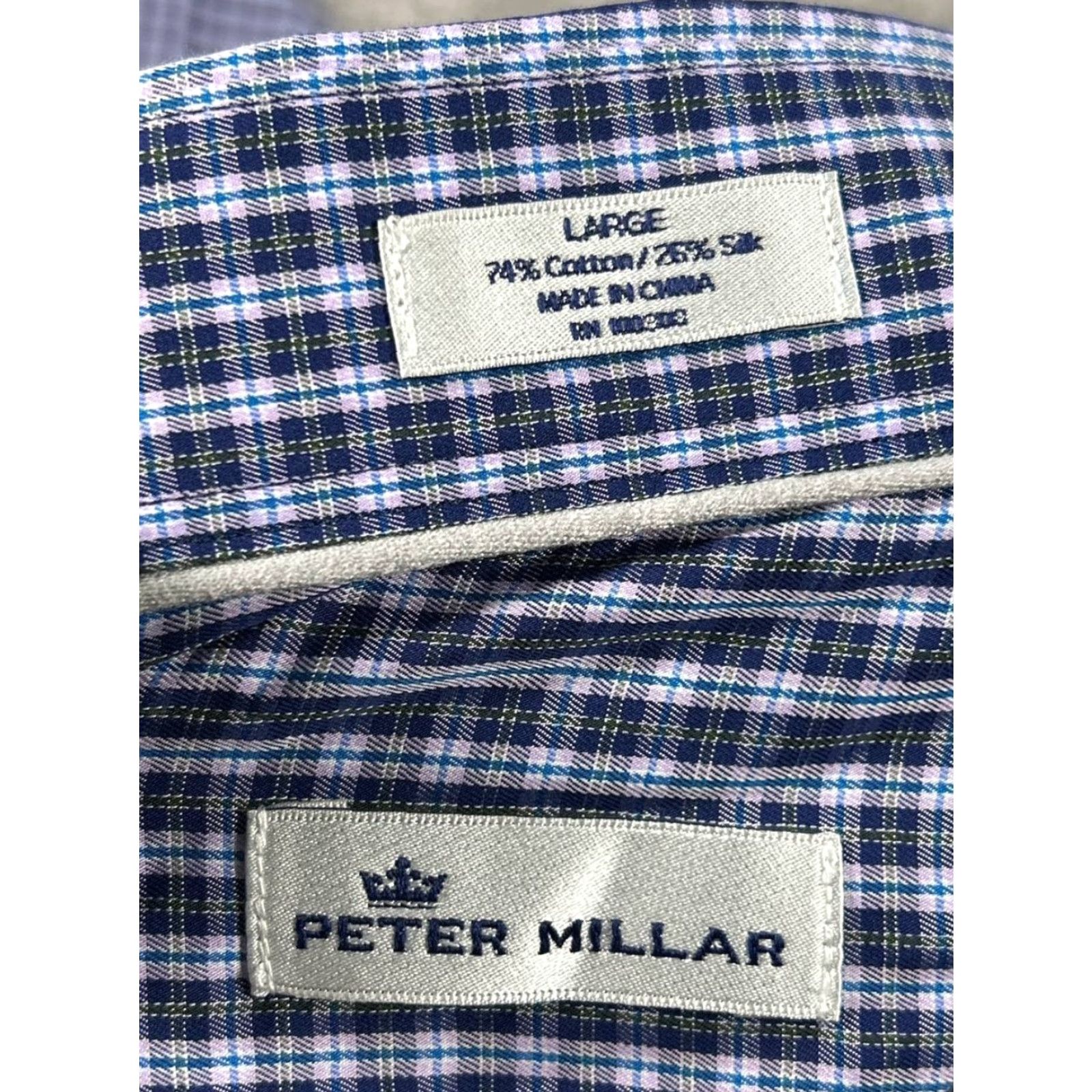 Peter Millar Peter Millar Shirt Mens Large Blue Cotton Silk Button Up Size US L / EU 52-54 / 3 - 3 Thumbnail