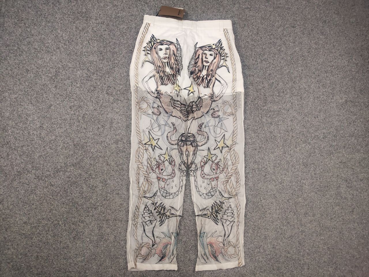 Burberry Rare Burberry By Marine Sketch Print Layered Silk Pants Size US 32 / EU 48 - 8 Thumbnail