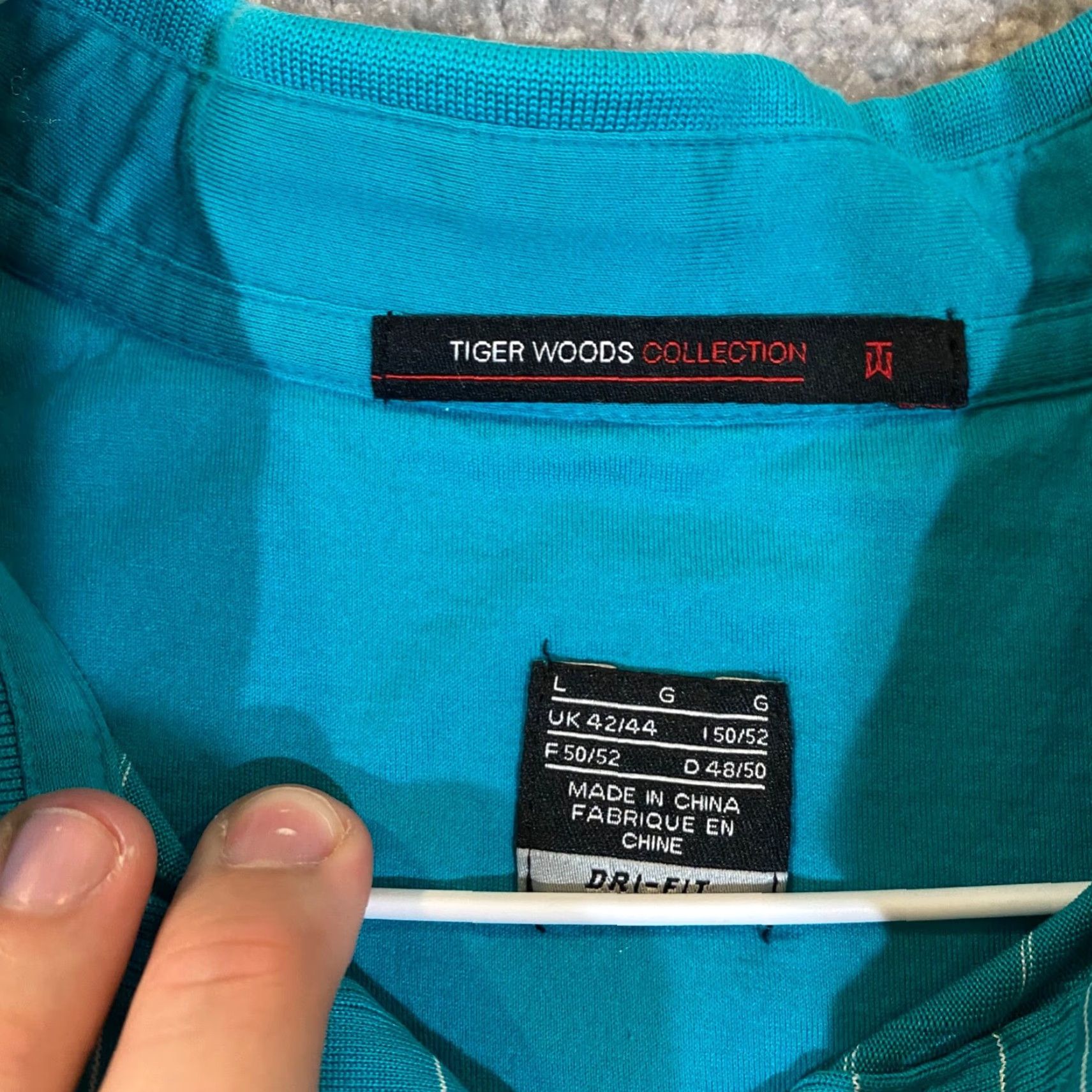Nike Nike Tiger Woods Polo Shirt Mens Large Turquoise Blue Dri-Fit S/S Poly Blend Size US L / EU 52-54 / 3 - 2 Thumbnail