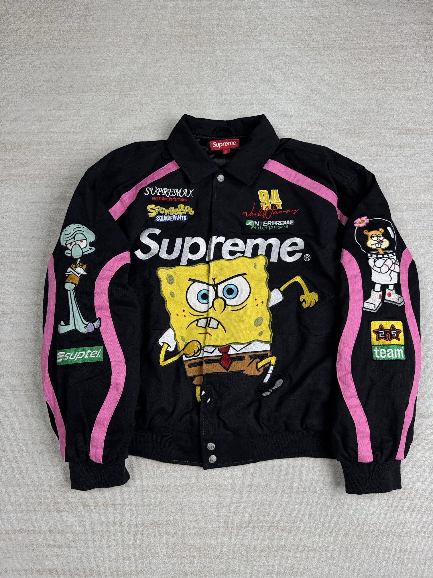 Supreme SpongeBob SquarePants Jeff Hamilton Racing Jacket