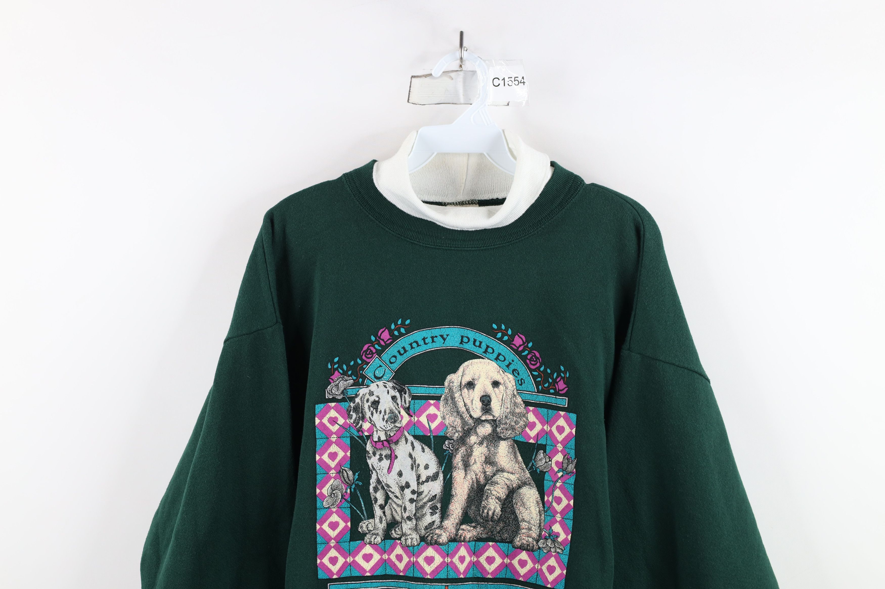 Vintage Vintage 90s Streetwear Puppies Dog Turtleneck Sweatshirt USA Size L / US 10 / IT 46 - 2 Thumbnail