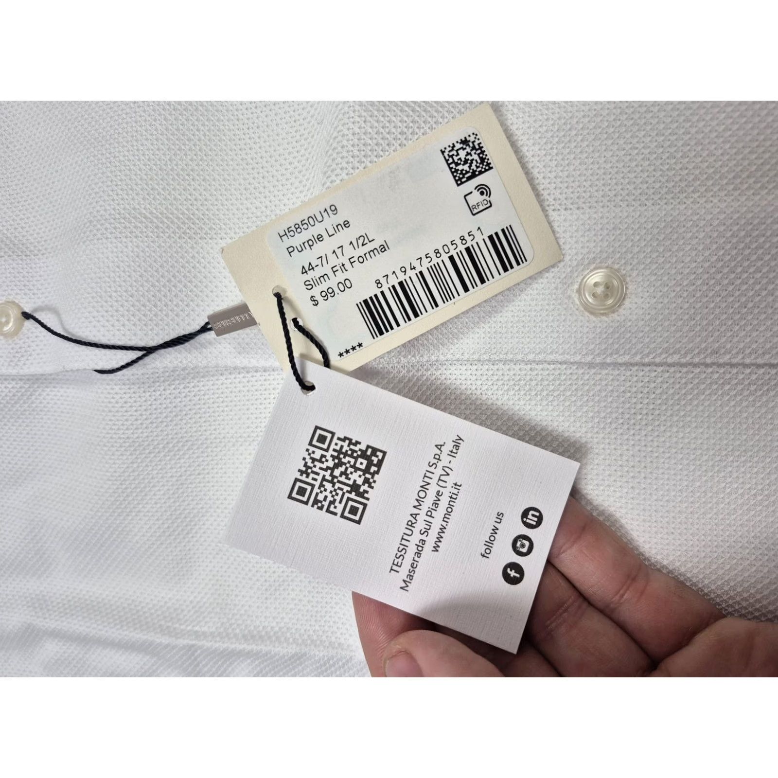 Suitsupply Suitsupply Dress Shirt Mens 17.5 36/37 White Slim Fit Egyptian Cotton Formal Shirt Size 48R - 6 Thumbnail