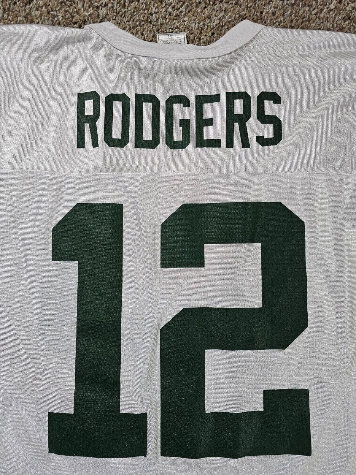 Designer NFL Jersey Green Bay Packers Aaron Rodgers #12 White L Size ONE SIZE - 7 Thumbnail