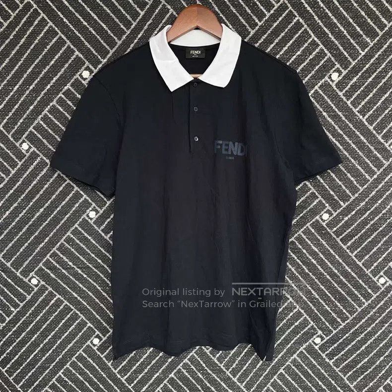 Fendi Fendi Front Letter Logo Short Sleeve Polo Shirt - Navy Blu Size US L / EU 52-54 / 3 - 1 Thumbnail