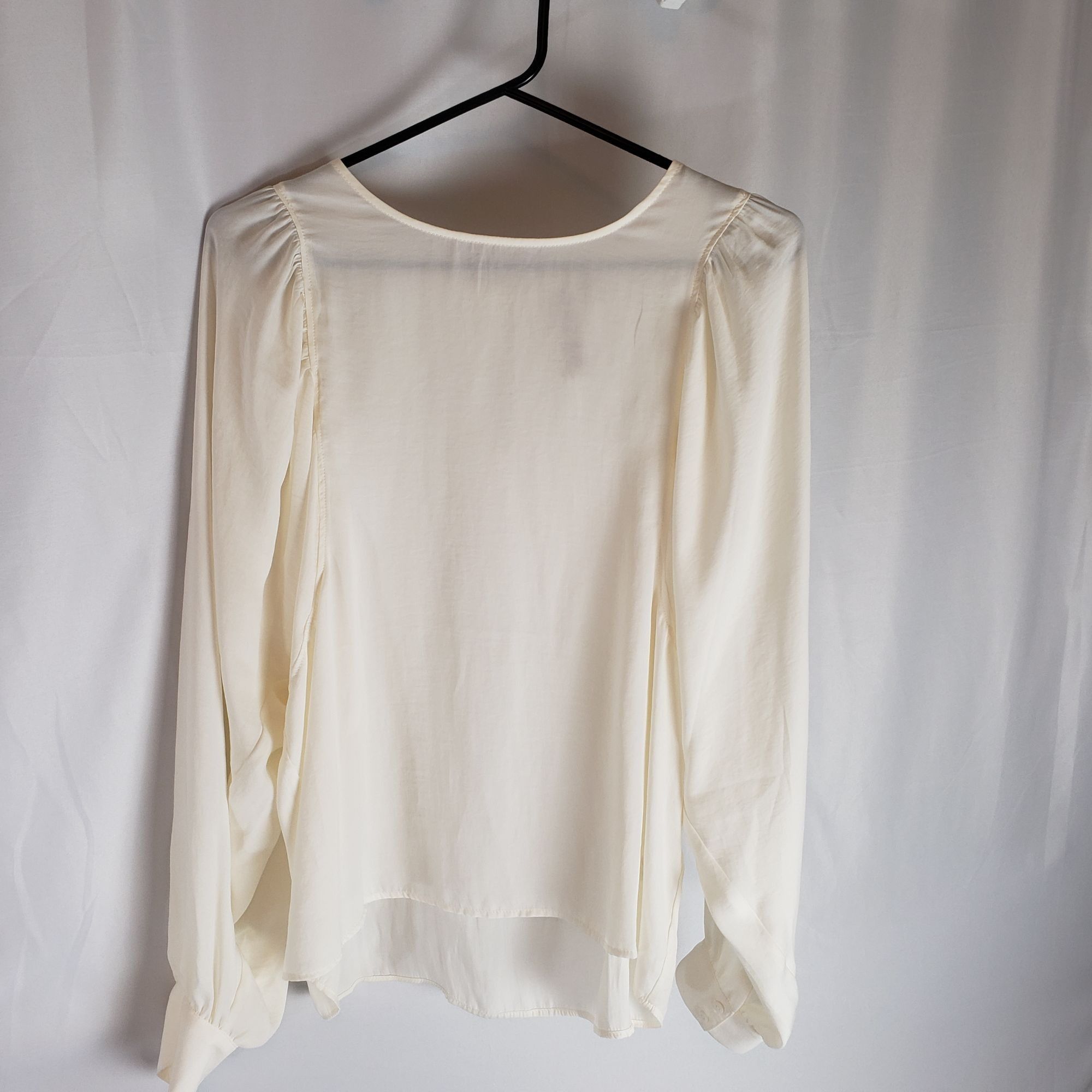 Anthropologie × Designer Dolan Left Coast Collection Womens Long Sleeve Blouse Cream Size S / US 4 / IT 40 - 1 Thumbnail