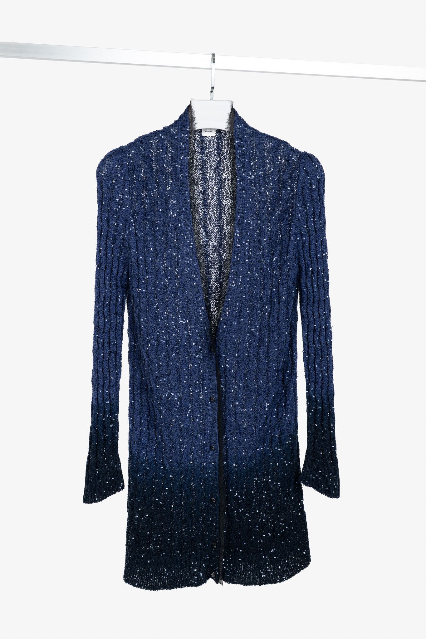 Oscar De La Renta Oscar de la Renta AW10 Silk-Blend Sequin Cable-Knit Cardigan Size L / US 10 / IT 46 - 1 Thumbnail