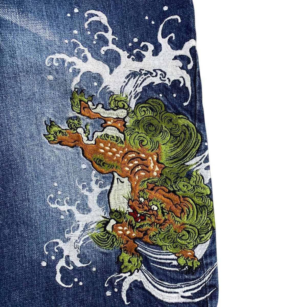Japanese Brand Naminoritatsujin Karakuri Embroidered Jorts Denim Pants Size US 32 / EU 48 - 4 Thumbnail