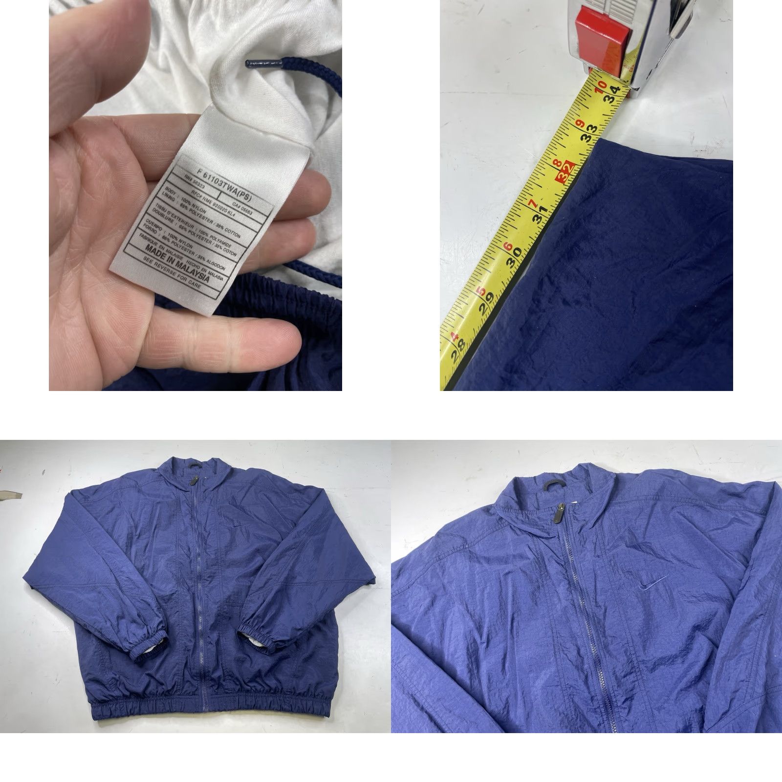 Nike VINTAGE Nike Track Suit Jacket Pants Windbreaker Lined Nylon Blue Mens XL Size 46R - 8 Thumbnail