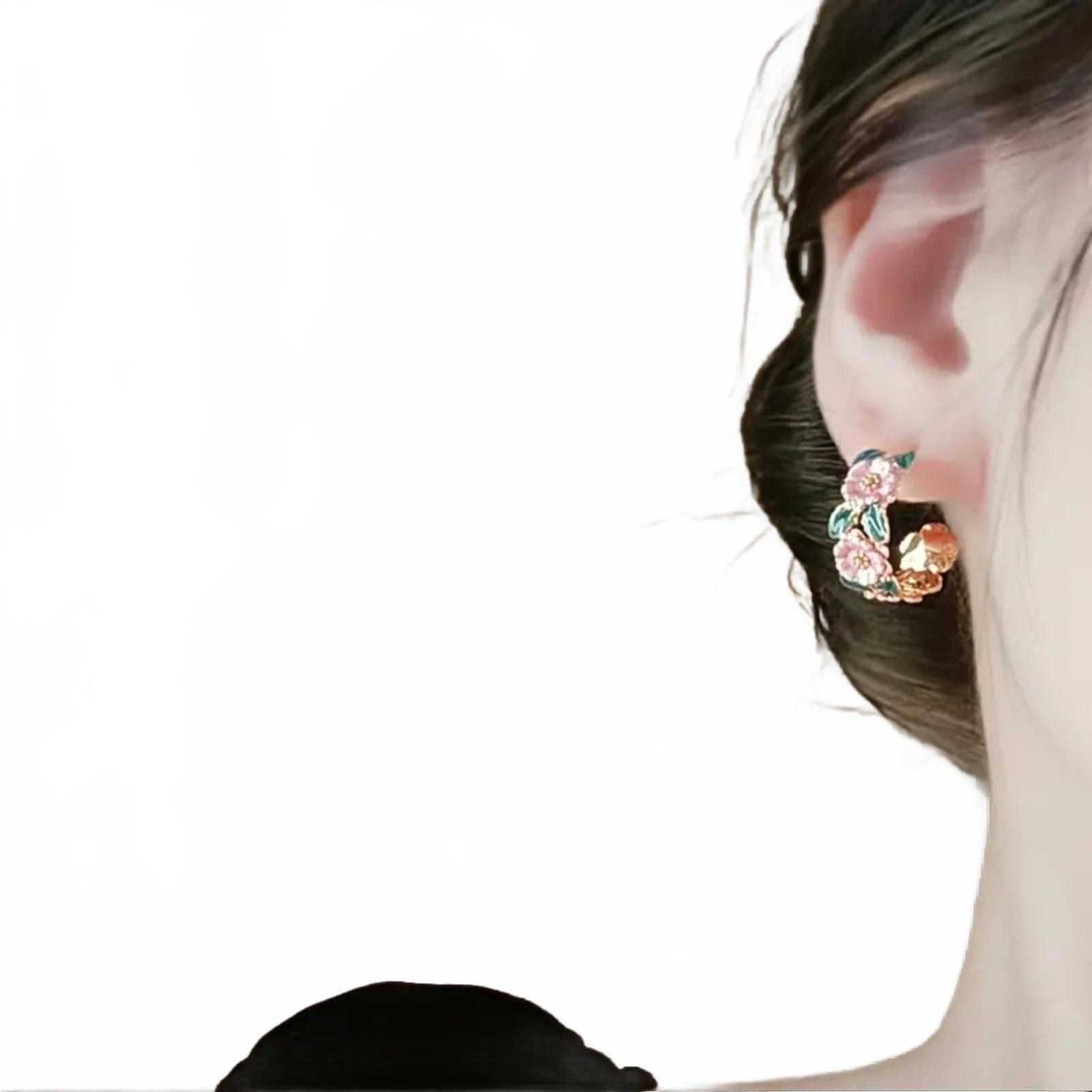 Designer Flower And And Leaf Vintage Inspired Hoop Earrings Size ONE SIZE - 4 Thumbnail