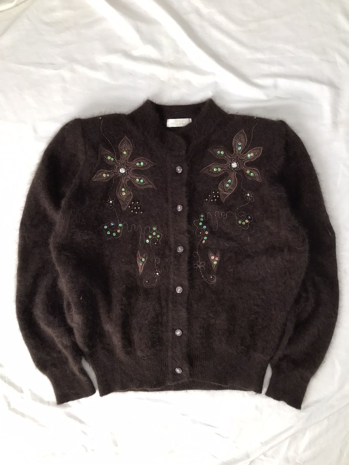 image of 20471120 x Beauty Beast Mohair Fuzzy Vintage Cardigan Western in Dark Brown, Men's (Size Medium)