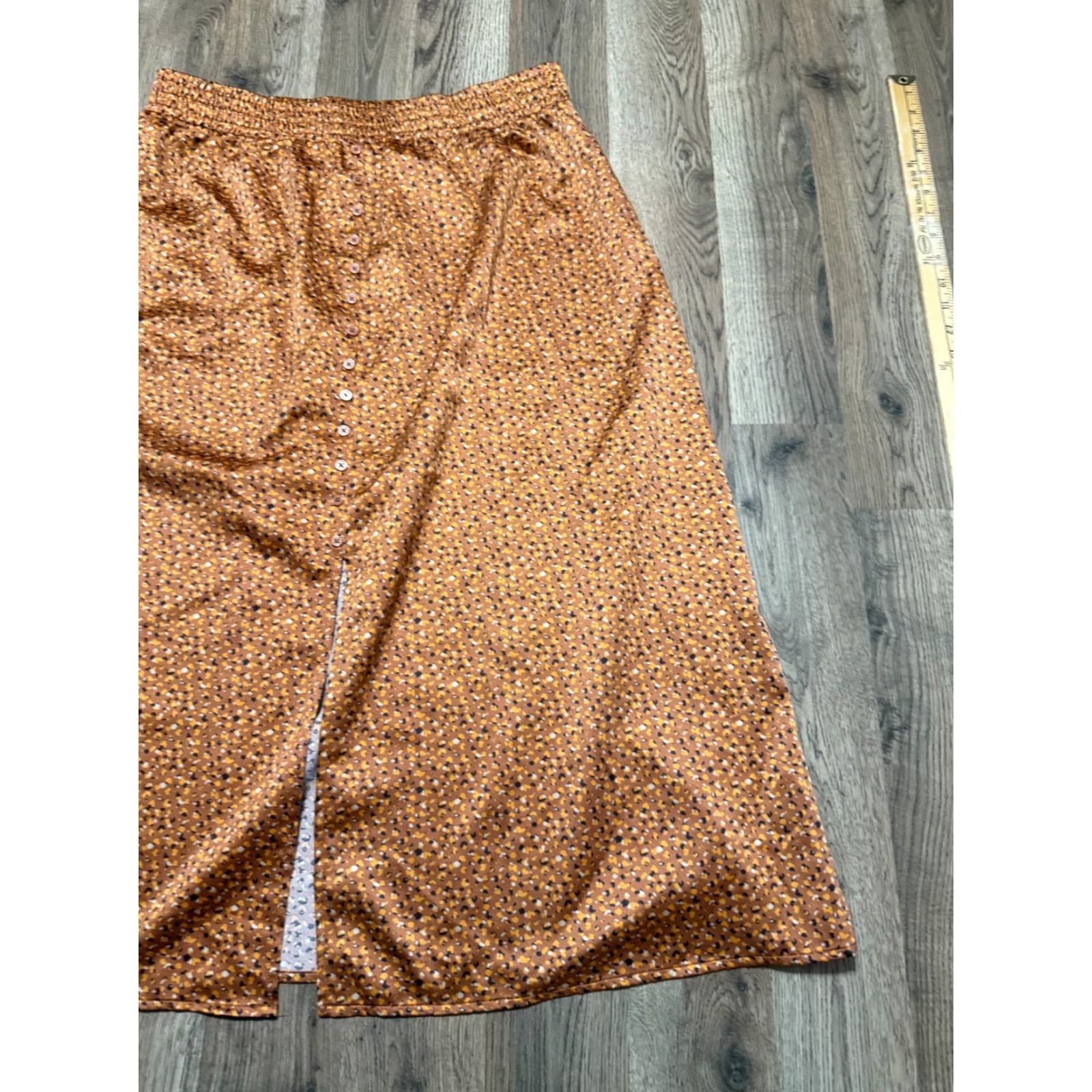 Loft LOFT Skirt Women's Size XL Brown White Blue Orange Pull On Front Slit Size 40" / US 18 - 4 Thumbnail