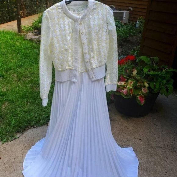 Vintage Maxi Zippered Top Laced & Lined Solid Pleated SL Sz.