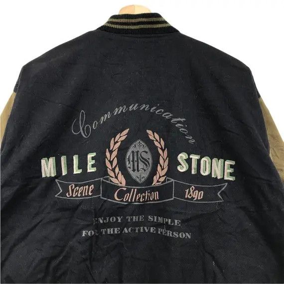 Vtg MILESTONE COVENT LONDON Embroidery Varsity Bomber Jacket