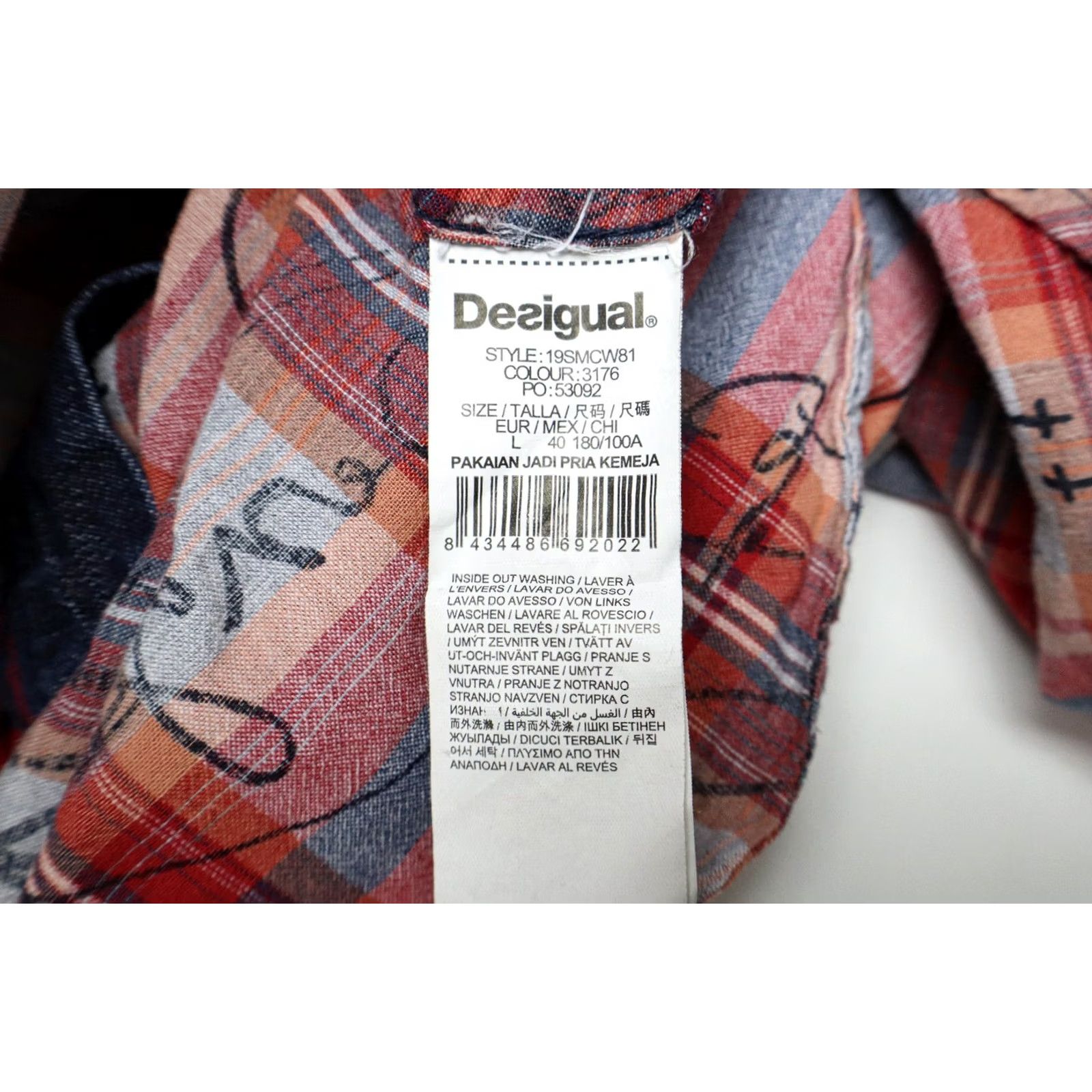 Desigual Desigual Shirt Men's LARGE Multicolor Chest Pocket Graphic Scribble Print Size US L / EU 52-54 / 3 - 6 Thumbnail