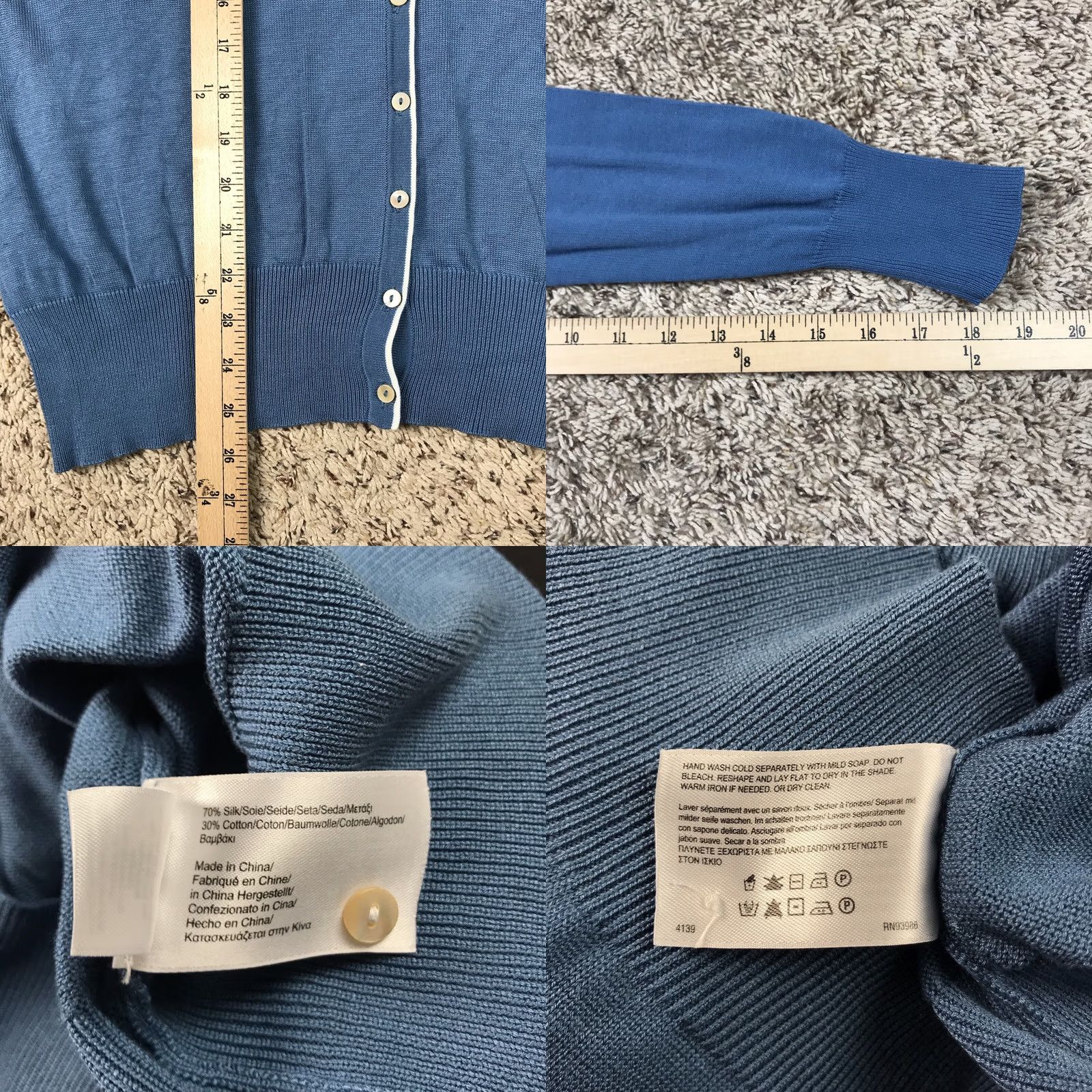 Brooks Brothers VINTAGE Brooks Brothers Womens Cardigan Sweater M Blue Silk Cotton Long Sleeve Size M / US 6-8 / IT 42-44 - 8 Thumbnail