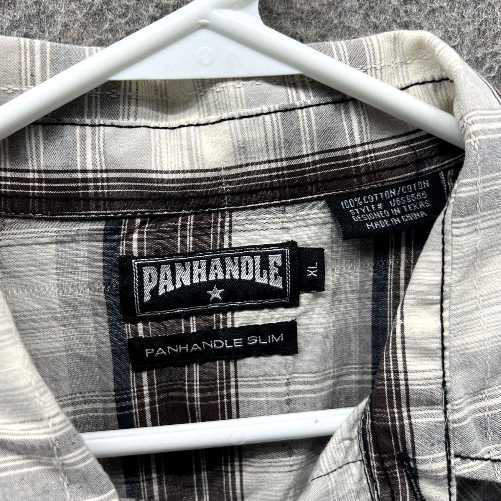 Vintage Panhandle Slim Shirt Mens XL Gray Plaid Pearl Snap Western Cowboy Long Sleeve Size US XL / EU 56 / 4 - 7 Thumbnail