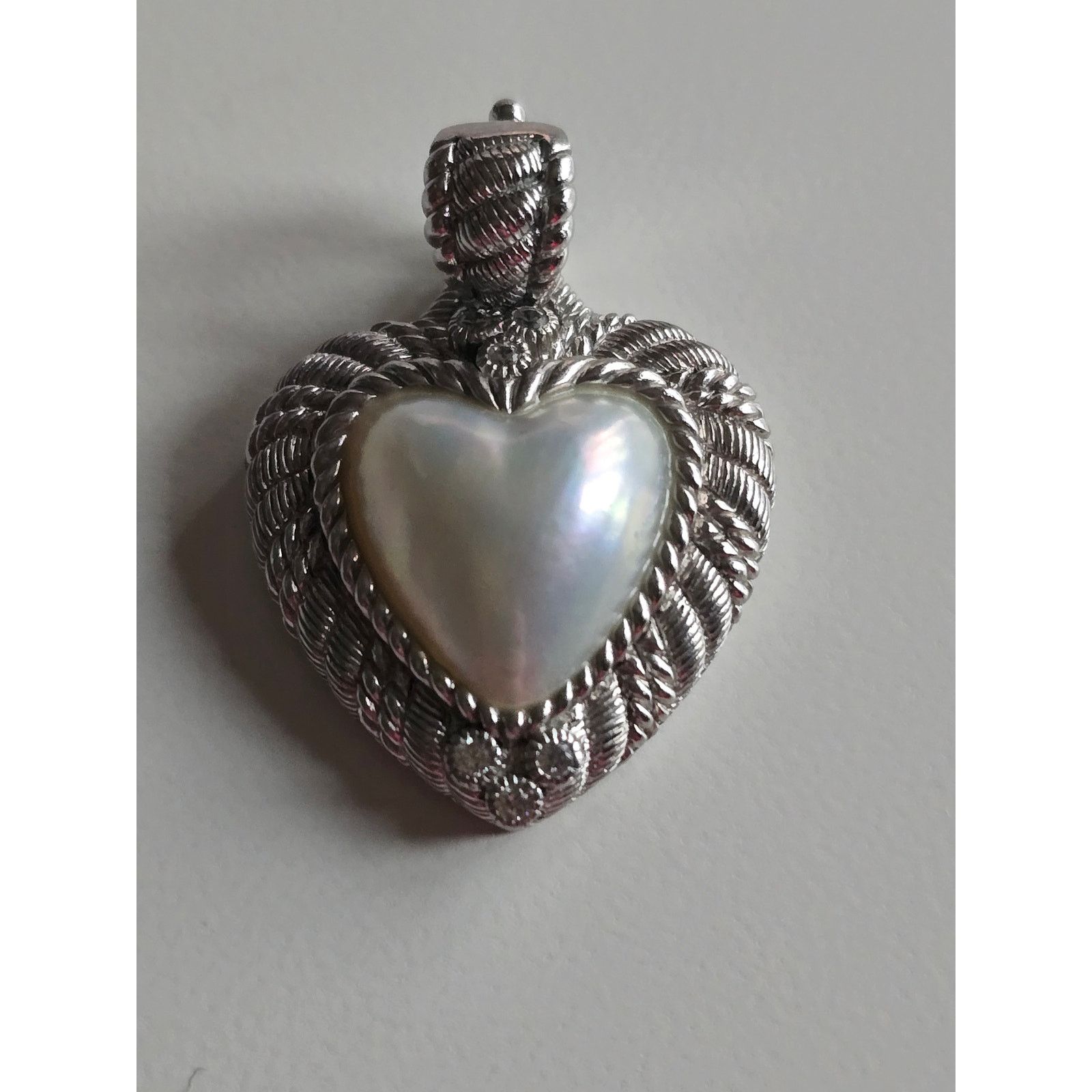Judith Ripka Judith Ripka Pearl Heart Pendant in Sterling Silver Size ONE SIZE - 1 Thumbnail