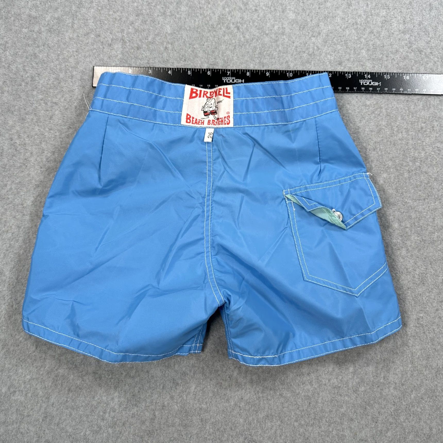 Vintage Birdwell Beach Britches Board Shorts Mens XS Blue Regular Quick Dry Pocket Surf Swim Trunks Size US 27 - 3 Thumbnail