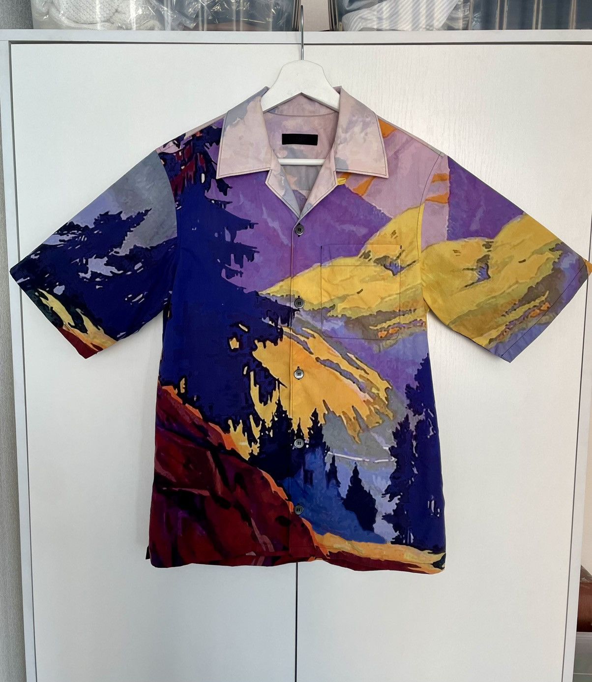 Prada Prada Camp Collar Landscape Pattern Bowling Pocket Shirt Size US S / EU 44-46 / 1 - 2 Thumbnail