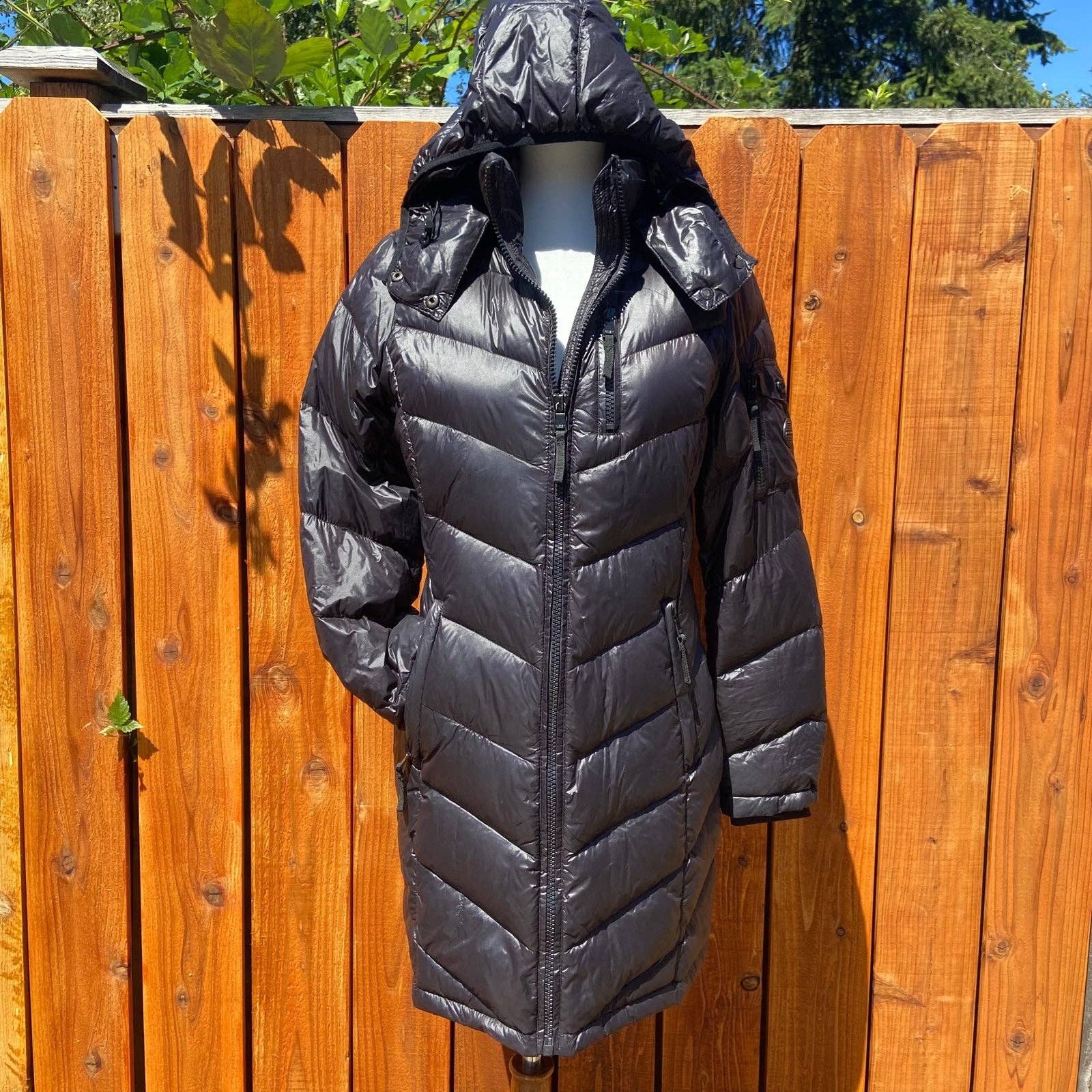 image of Andrew Marc Black Packable Down Jacket, Women's (Size Small)