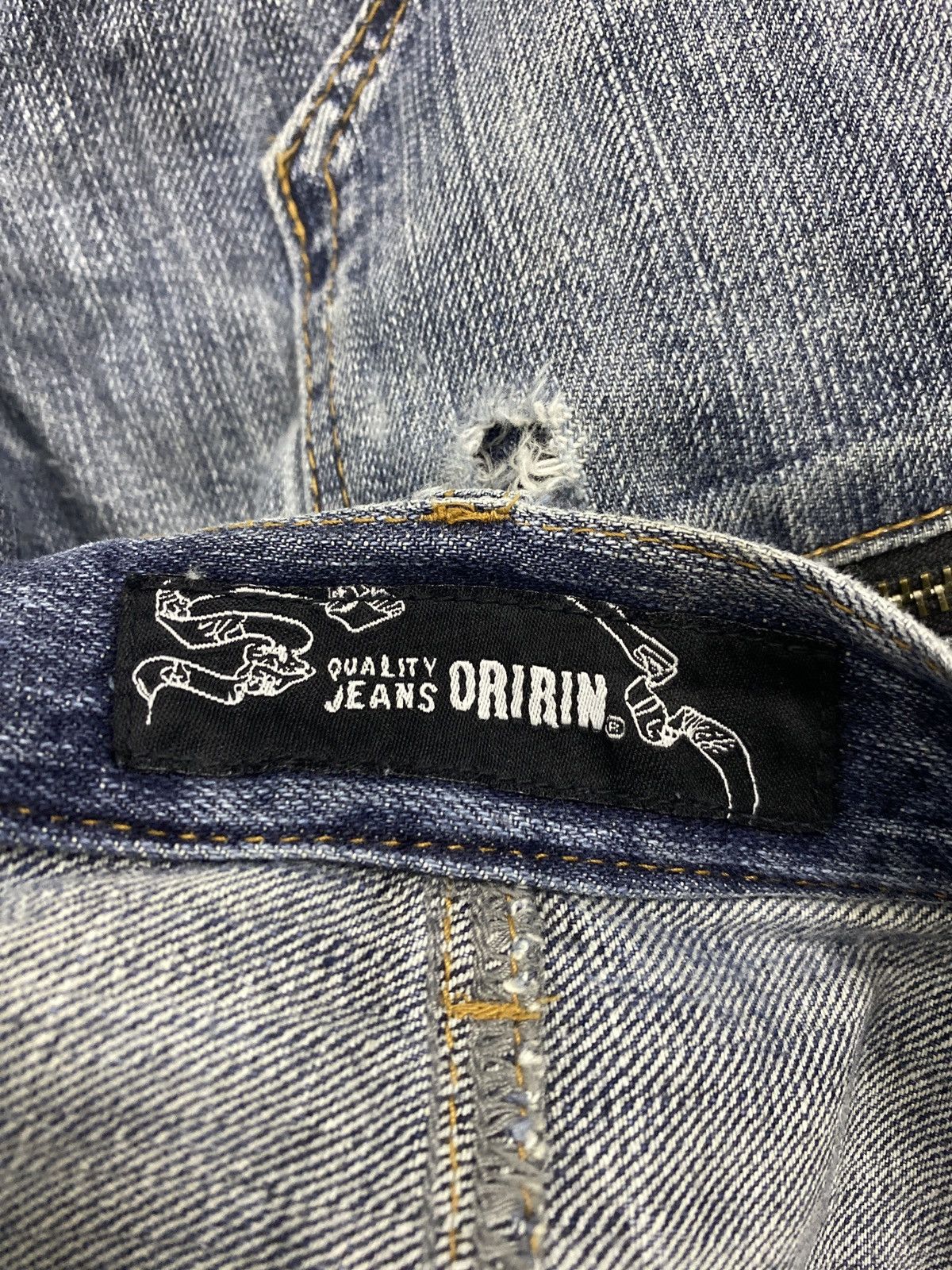 Japanese Brand × Junya Watanabe × semanticdesign JAPAN BRAND ORIRIN RIPPED JEANS DOUBLE WAIST DESIGN RARE Size US 32 / EU 48 - 8 Thumbnail