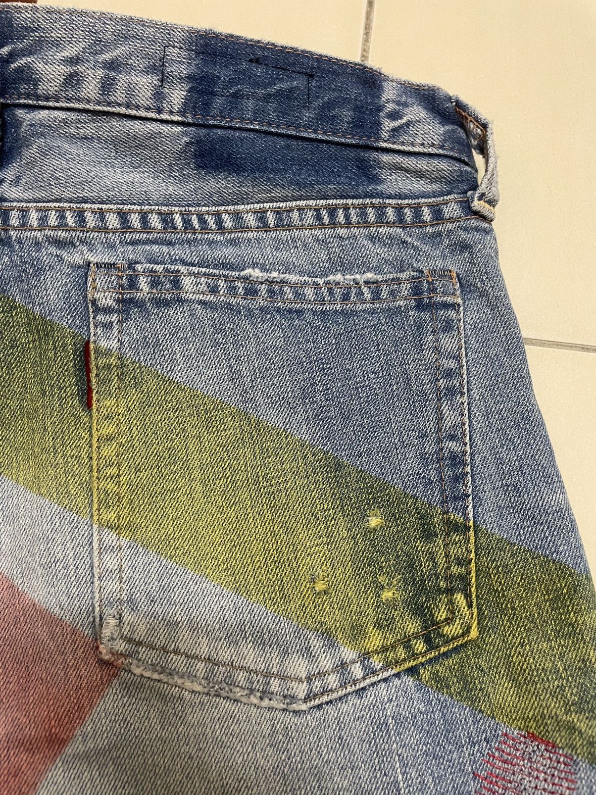 Japanese Brand RNA inc Slang Multicolor Paint Geometric Distressed Denim Size US 29 - 6 Thumbnail