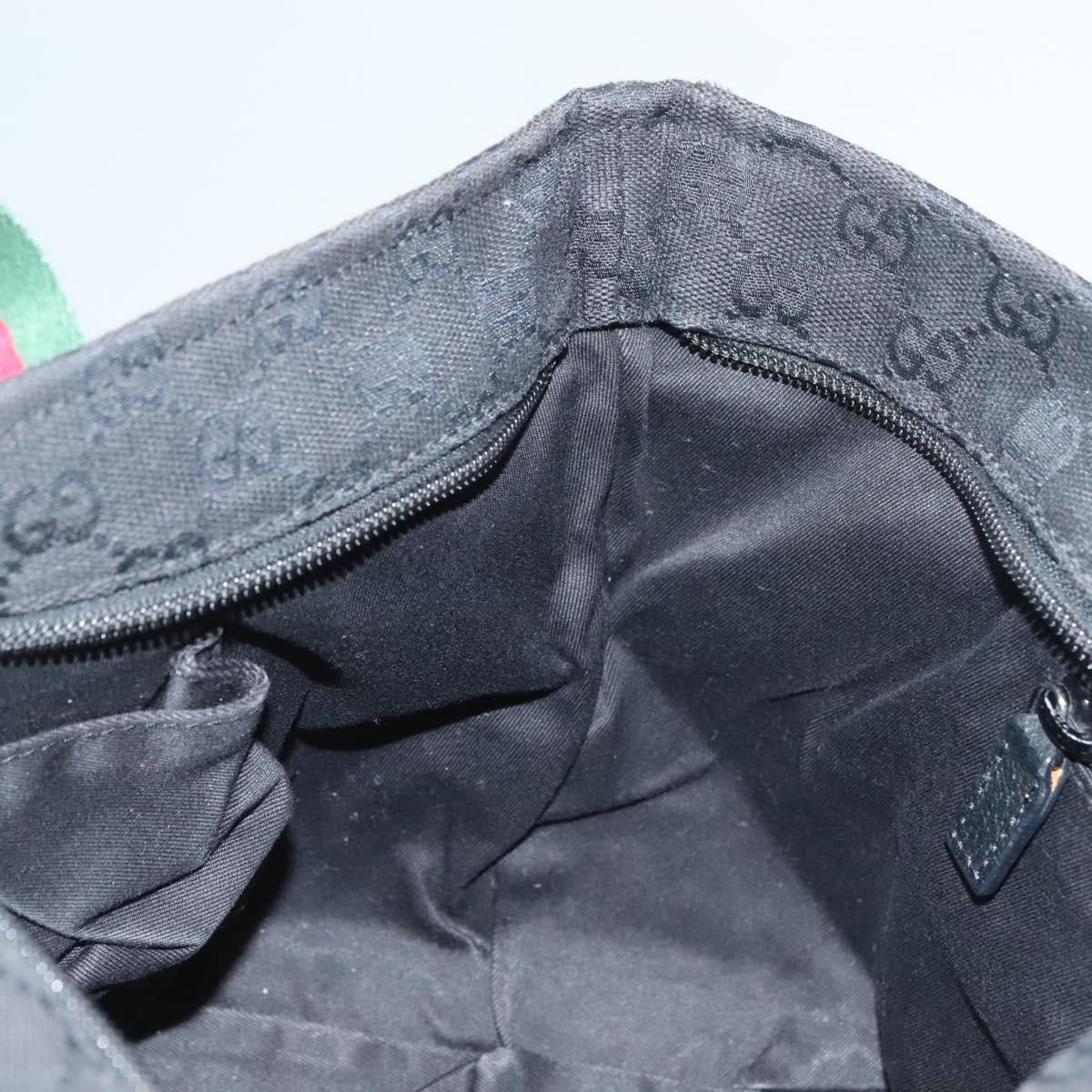 Gucci GUCCI GG Canvas Web Sherry Line Tote Bag Black Silver Size ONE SIZE - 19 Thumbnail