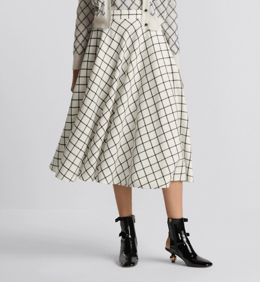 Dior o1w1db11225 451J05 Flared Midi Skirt in White/Black Size 30" / US 8 / IT 44 - 5 Thumbnail