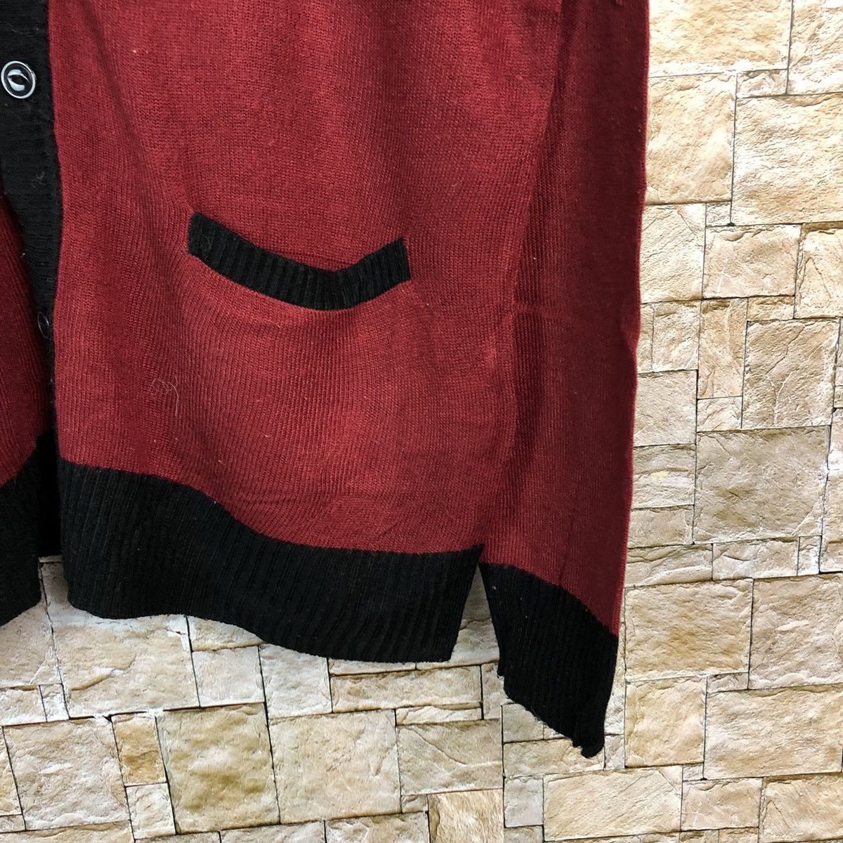 Homespun Knitwear × Japanese Brand Beranfan Red Maroon Cardigan vintage #A654 Size US M / EU 48-50 / 2 - 8 Thumbnail