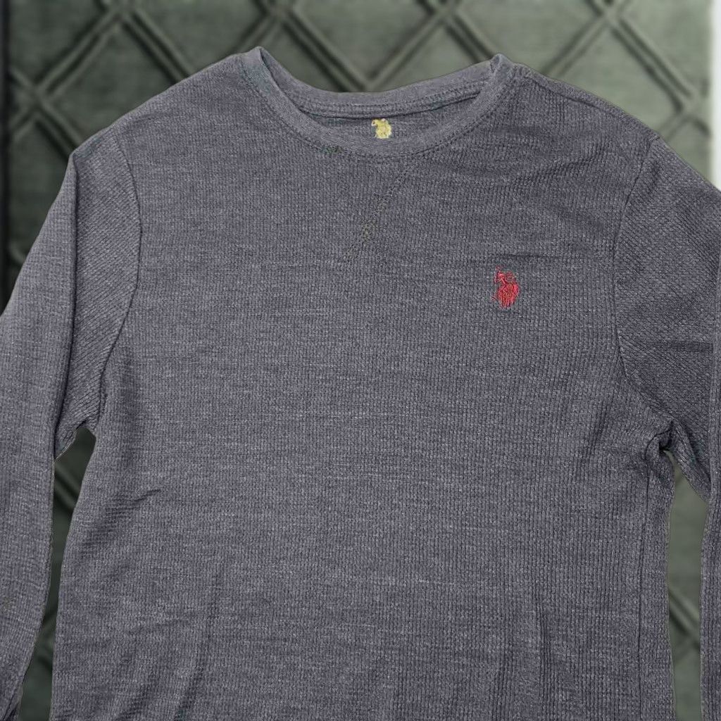 Vintage VINTAGE US Polo Assn Waffle-Knit Shirt Unisex Adults Small Gray Thermal Long Sleeve Pullover Crew Neck Size US S / EU 44-46 / 1 - 1 Thumbnail