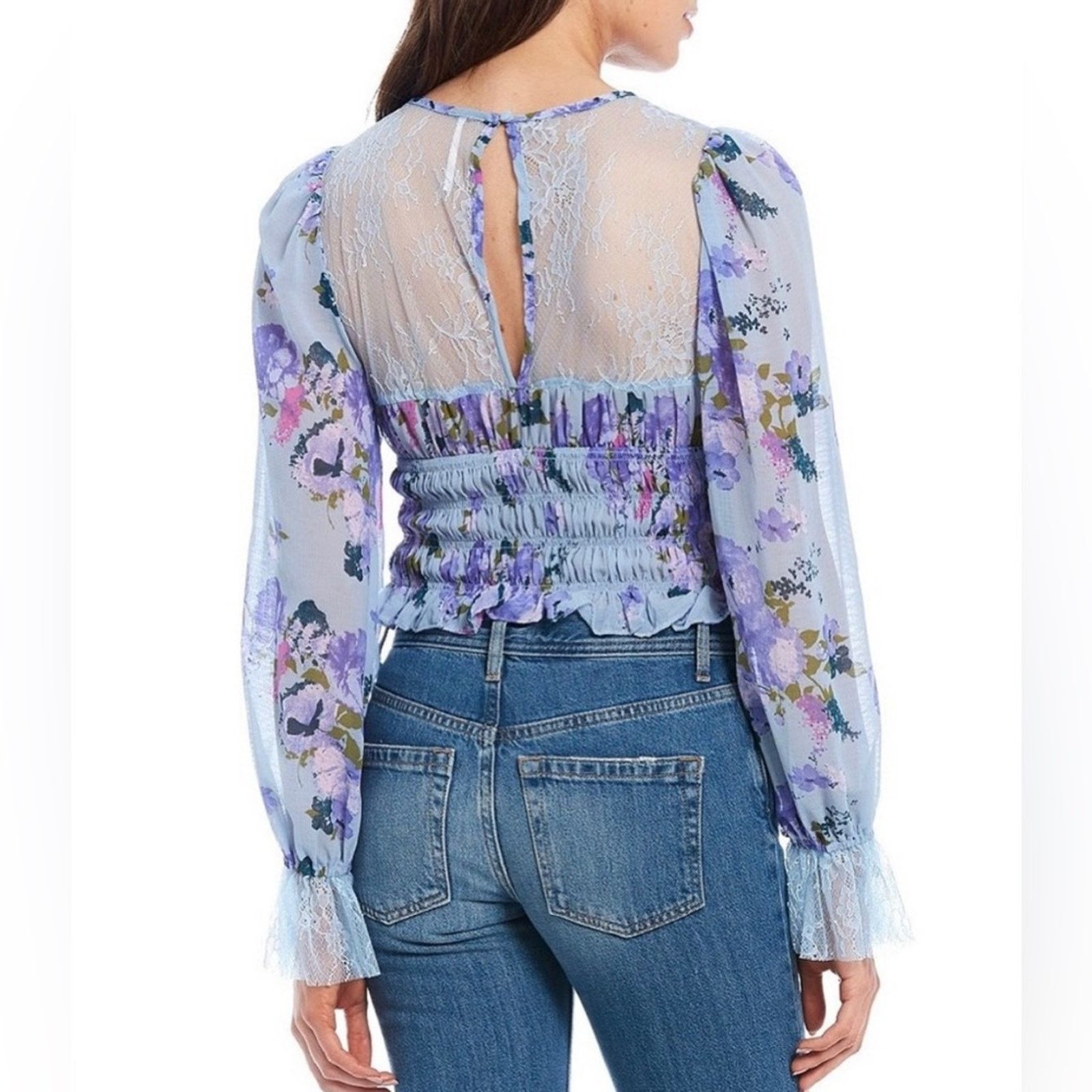 Free People NWT free people Daphne floral and lace top Size S / US 4 / IT 40 - 3 Thumbnail