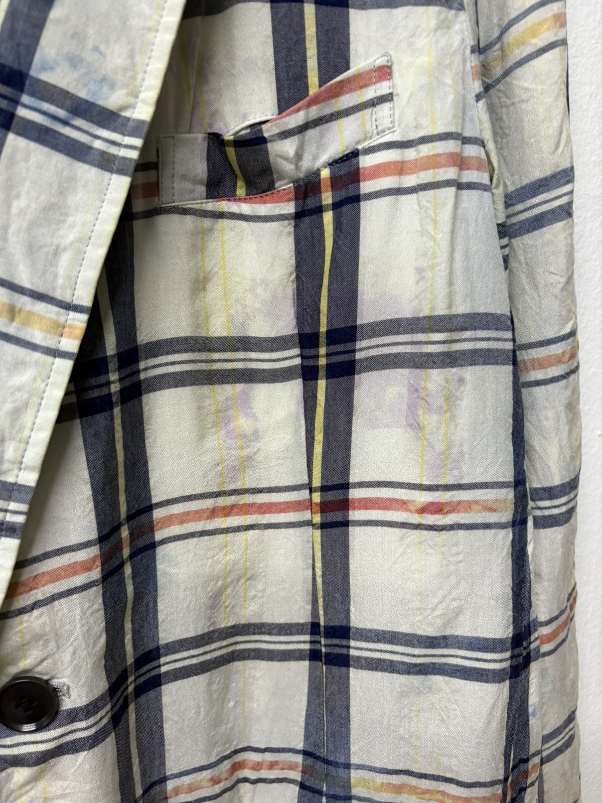 Yohji Yamamoto Vintage Rayon Yohji Yamamoto Ys Blazer Plaid Patchwork Size 50R - 14 Thumbnail