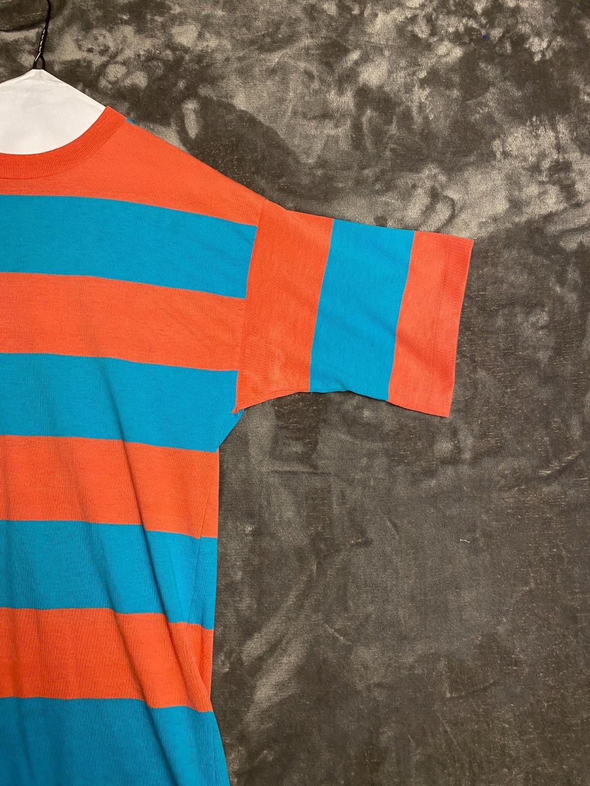 The Unbranded Brand Womens Salmon/Teal Striped Tshirts Short Sleeve Sz. M (B5) Size M / US 6-8 / IT 42-44 - 4 Thumbnail