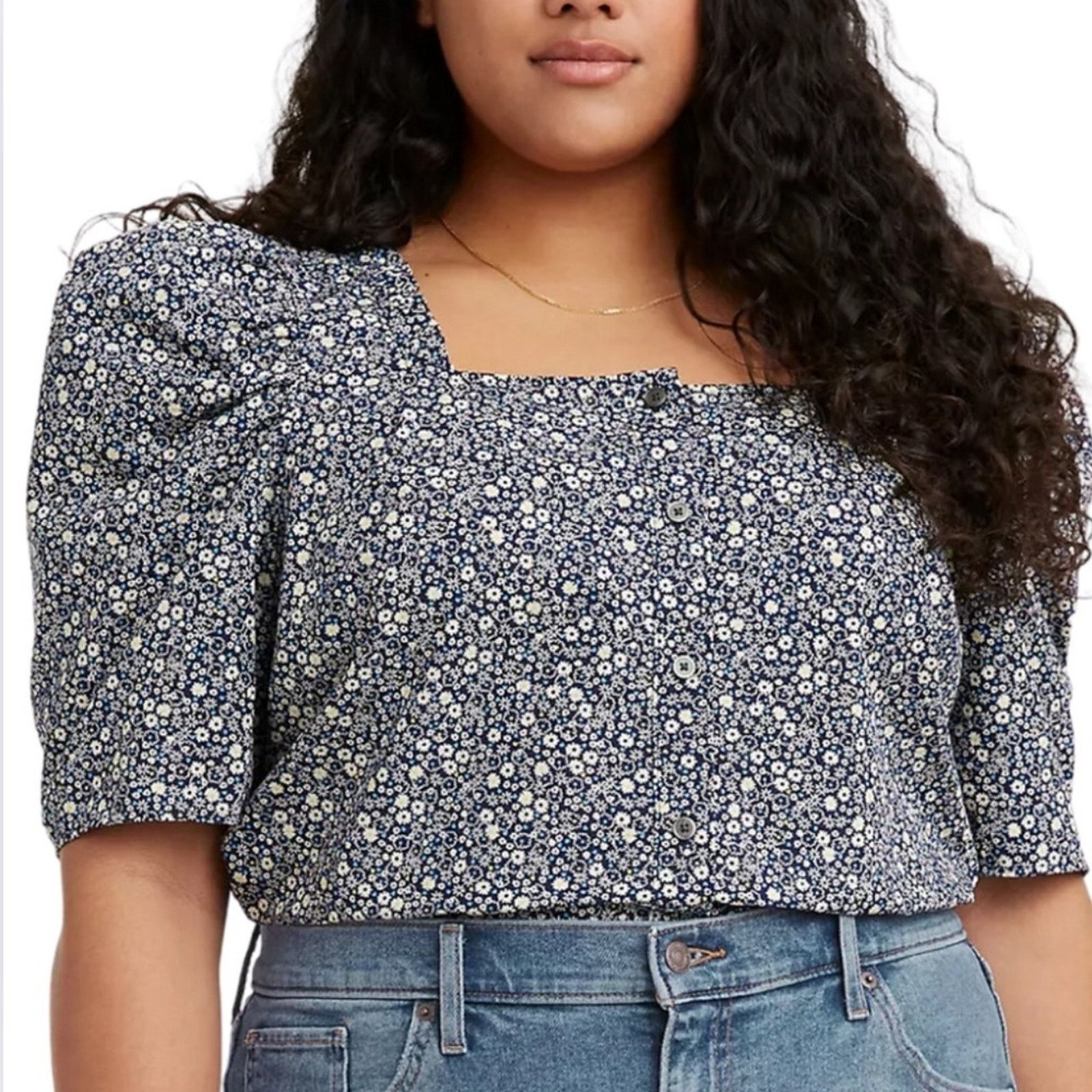 Levi's New with Tags Levi's Women's Joella Floral Crop Blouse Size XXL / US 16-18 / IT 52-54 - 2 Thumbnail