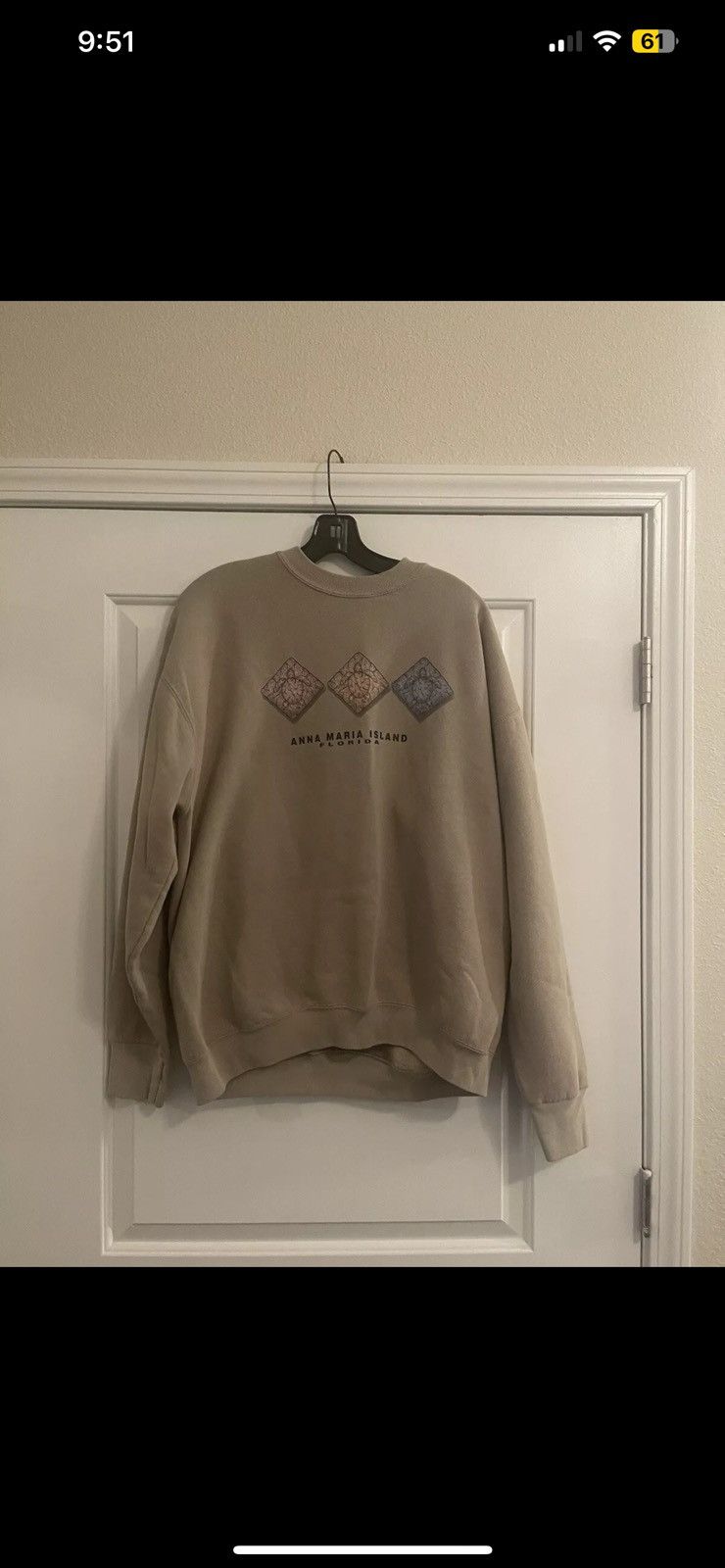 Fruit Of The Loom × Vintage Vintage Anna Maria Island Pullover Sweatshirt Beige Size XL Size XL / US 12-14 / IT 48-50 - 1 Thumbnail