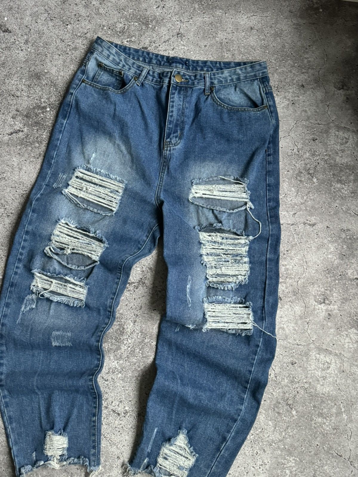 Vintage Vintage Baggy Y2K distressed trash denim jeans pants Size US 32 / EU 48 - 5 Thumbnail